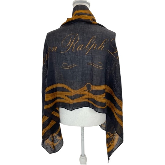 ❣️HP❣️ Lauren Ralph Lauren Wool Wrap/Scarf OS Black/Brown - Picture 4 of 13